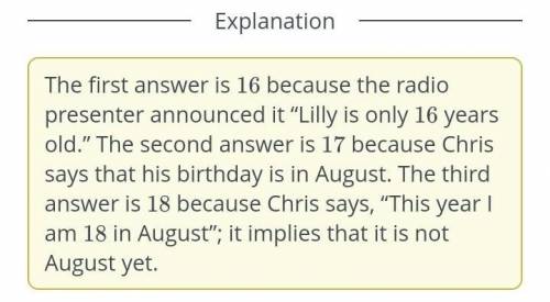 The audio: How old is Lilly?How old is Chris at the moment of speaking?How old is Chris going to be