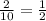 \frac{2}{10} = \frac{1}{2}