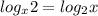 \displaystyle log_x 2 = log_2 x