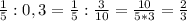 \frac{1}{5} :0,3=\frac{1}{5}:\frac{3}{10}=\frac{10}{5*3}=\frac{2}{3}