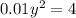 0.01 {y}^{2} = 4