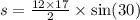 s = \frac{12 \times 17}{2} \times \sin(30)