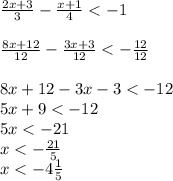 \frac{2x+3}{3} -\frac{x+1}{4}