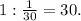 1:\frac{1}{30} = 30.