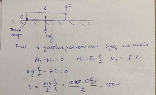 Рассчитайте какую силу необходимо приложить чтобы приподнять за один конец швеллер массой 30 кг​