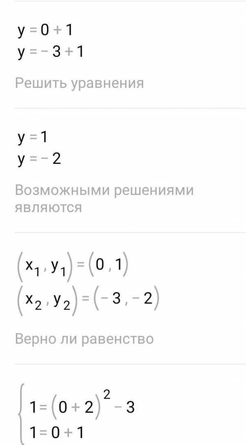 Найдите точки пересечения графиков функций y=(x+2)^2-3 и y=x+1не строя график​