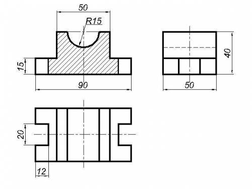 Задание 1. Постройте три проекции детали. Нанесите размеры. Задание 2. По чертежу детали определите