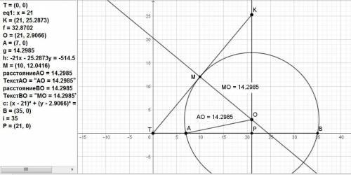 Найдите радиус окружности, проходящей через точки и касающейся луча, если SIN. Подскажите как это ре