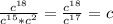 \frac{c^{18} }{c^{15} *c^{2} } =\frac{c^{18} }{c^{17} }=c