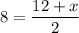 \displaystyle 8=\frac{12+x}{2}