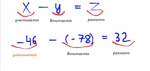 Назовите уменьшаемое в разности -46-(-78) ​