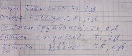 Звуки голосні й проголосні, дзвінкі та глухі, тверді й м'які например:щастя [щ ч а с т' а]-5 б., 6 з