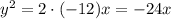 y^2=2\cdot(-12)x=-24x