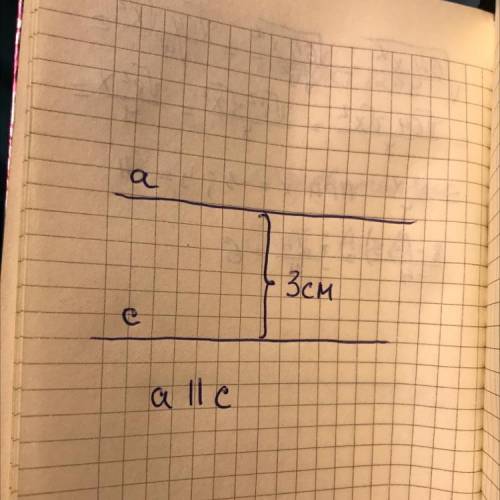 Начерти в тетради две параллельные прямые,находящиеся на ростаянии 3 см одна от другой быстрее​