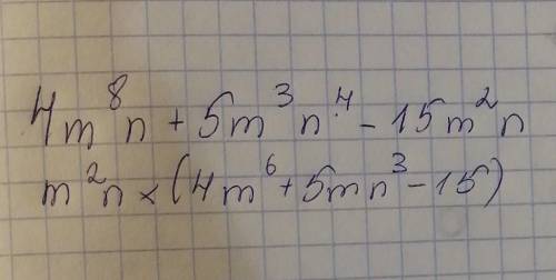 Найдите степень многочлена 4m⁸n+5m³n⁴-15m²n​