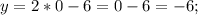 y=2*0-6=0-6=-6;