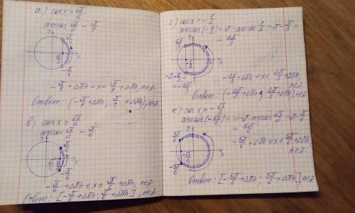решить неравенства cosx(больше/меньше)а​