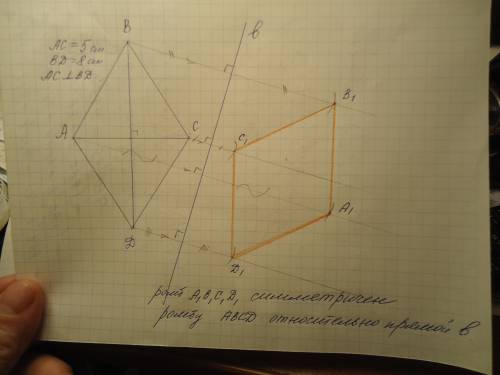 Практическая работа. Подписать фамилию, имя. На листе А4. Построить ромб, симметричный данному, отно