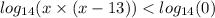 log_{14}( x \times (x - 13)) < log_{14}(0)