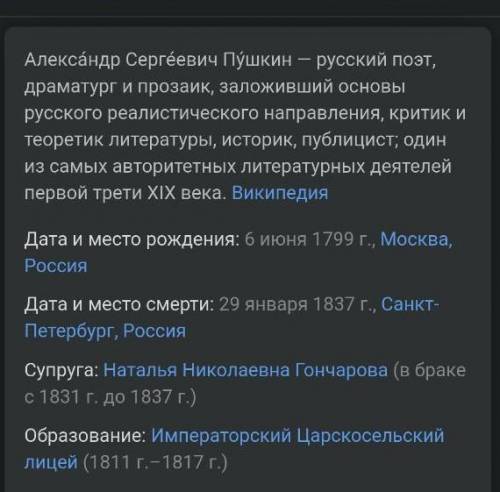 Нужно написать все о пушкине