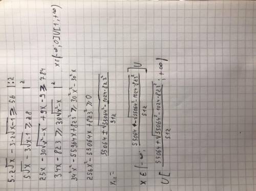 Решить неравенство 5*2√(x)-3*2√(x-1)≥56