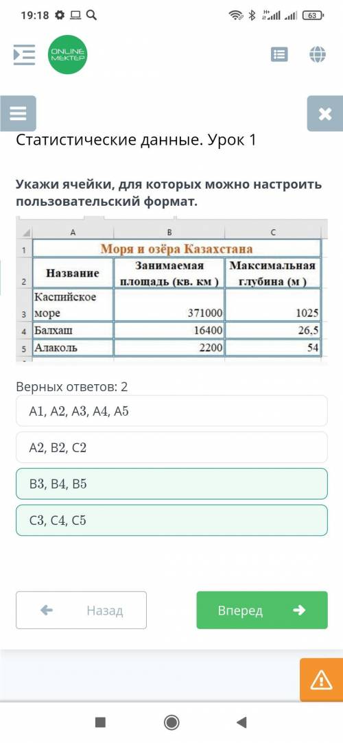 Укажи ячейки, для которых можно настроить пользовательский формат.​