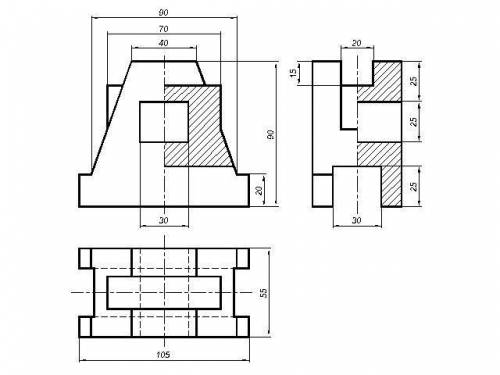 Народ с машиностроительным черчением! Дано 2 вида,нужно сделать 3 и разрезы + построить аксонометрич