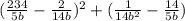 (} \frac{234}{5b} -\frac{2}{14b} )^2+(\frac{1}{14b^2} -\frac{14}{5b} )