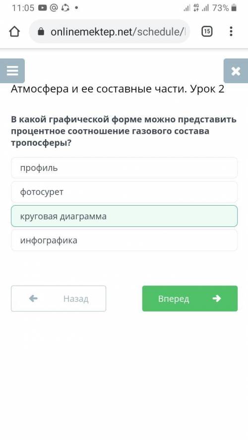 В какой графической форме можно представить процентное соотношение газового состава тропосферы? фото