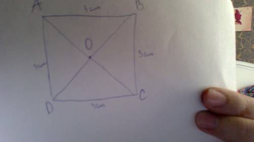 Начерти квадрат ABCD длины стороны которого равна 3см Проведи в нем диагонали. Обозначь точку пересе