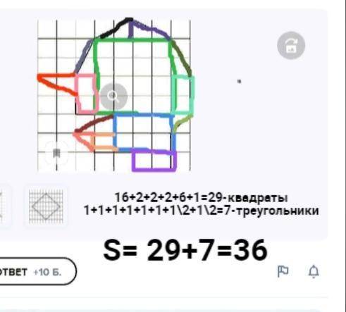 На клетчатой бумаге с размером клетки 1×1 изображена фигура. Найдите её площадь. Плачу