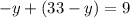 -y +(33 - y) = 9