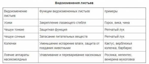 Приведите примы с видоизмененными листьями