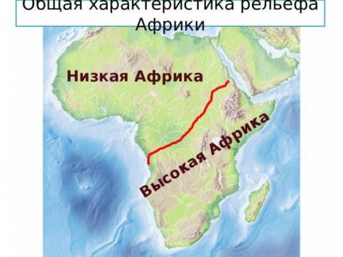 На шаблоне карты Африки проведите линию, разделяющую Высокую и Низкую Африку