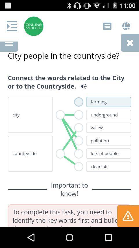 City people in the countryside? Connect the words related to the City or to the Countryside.