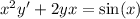 x^2y' + 2yx = \sin(x)