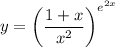 y=\left(\dfrac{1+x}{x^2} \right)^{e^{2x}}