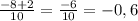 \frac{-8+2}{10} =\frac{-6}{10} =-0,6