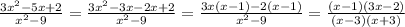 \frac{3x^2-5x+2}{x^2-9} = \frac{3x^2-3x - 2x+2}{x^2-9}=\frac{3x(x-1)-2(x-1)}{x^2-9} = \frac{(x-1)(3x-2)}{(x-3)(x+3)}