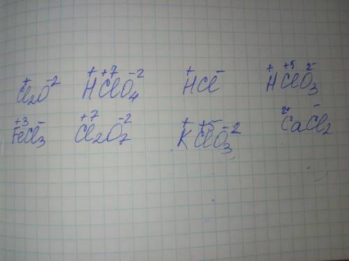 Вкажіть ступені окиснення Хлору у сполуках : 1) HCI ;2)HCIO4 ;3)CI2O7 ; 4)CI2O ; 5)KCIO3 ; 6)HCIO3 ;