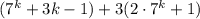 (7^k+3k-1)+3(2\cdot7^k+1)