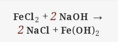 Допишите уравнение реакции, расставляя индексы и коэффициенты Fe(II)Cl + NaOH = В ответе запишите по