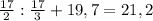 \frac{17}{2} : \frac{17}{3} + 19,7 = 21,2