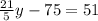 \frac{21}{5}y-75=51