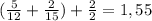 (\frac{5}{12} + \frac{2}{15}) + \frac{2}{2} = 1,55