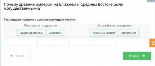 Почему древние империи на Ближнем и Среднем Востоке были могущественными? Распредели понятия в соотв