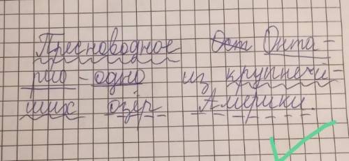 Пресноводное Онтарио - одно из крупнейших озер Америки синтаксический разбор