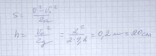 Тело брошено вертикально вверх с начальной скоростью, равной 2 м/с. С точностью до сантиметра опреде