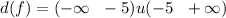 d(f) = ( - \infty \: \: \: - 5)u( - 5 \: \: \: + \infty )