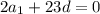 2a_1+23d=0